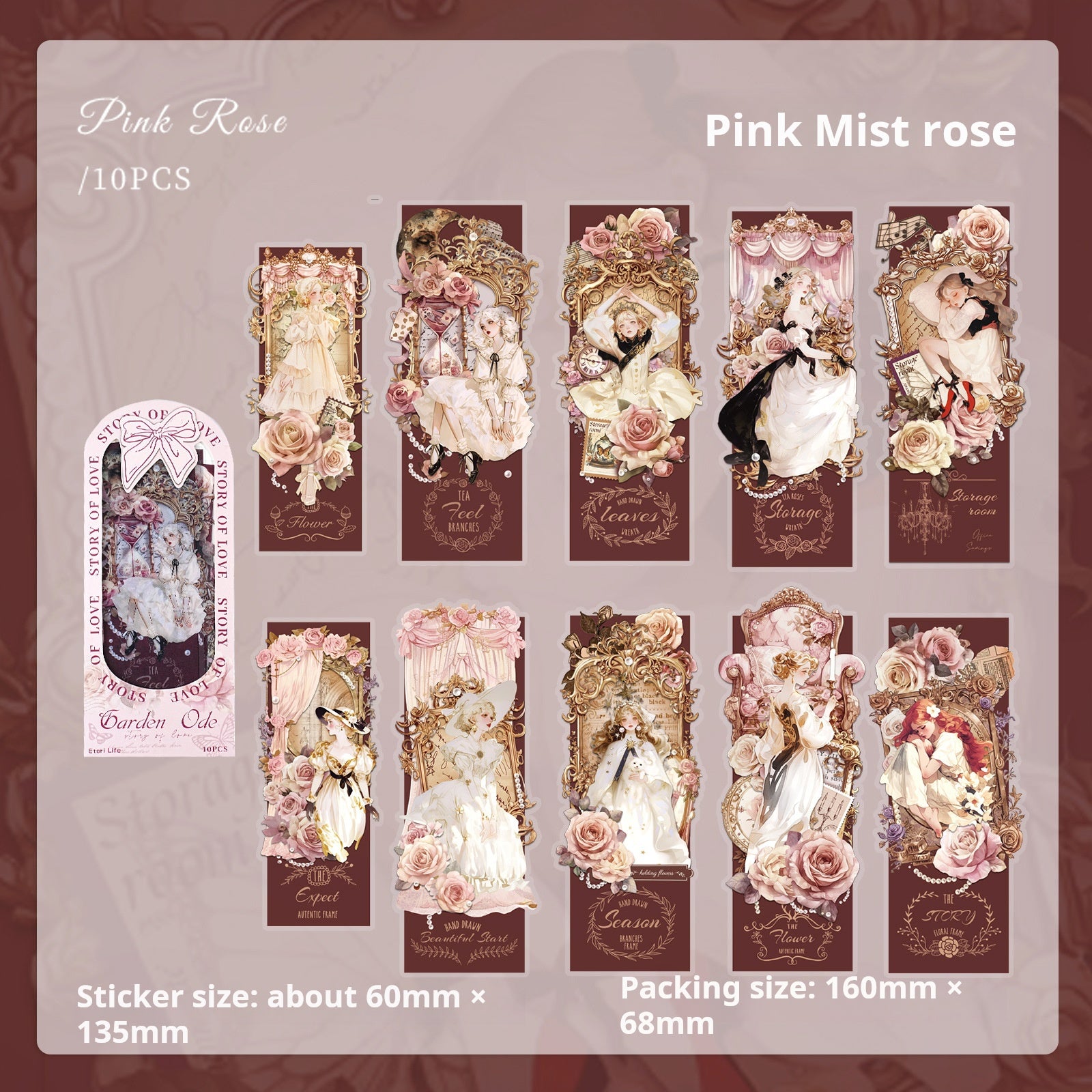 0530 Garden girl PET Sticker -10Pcs each pack