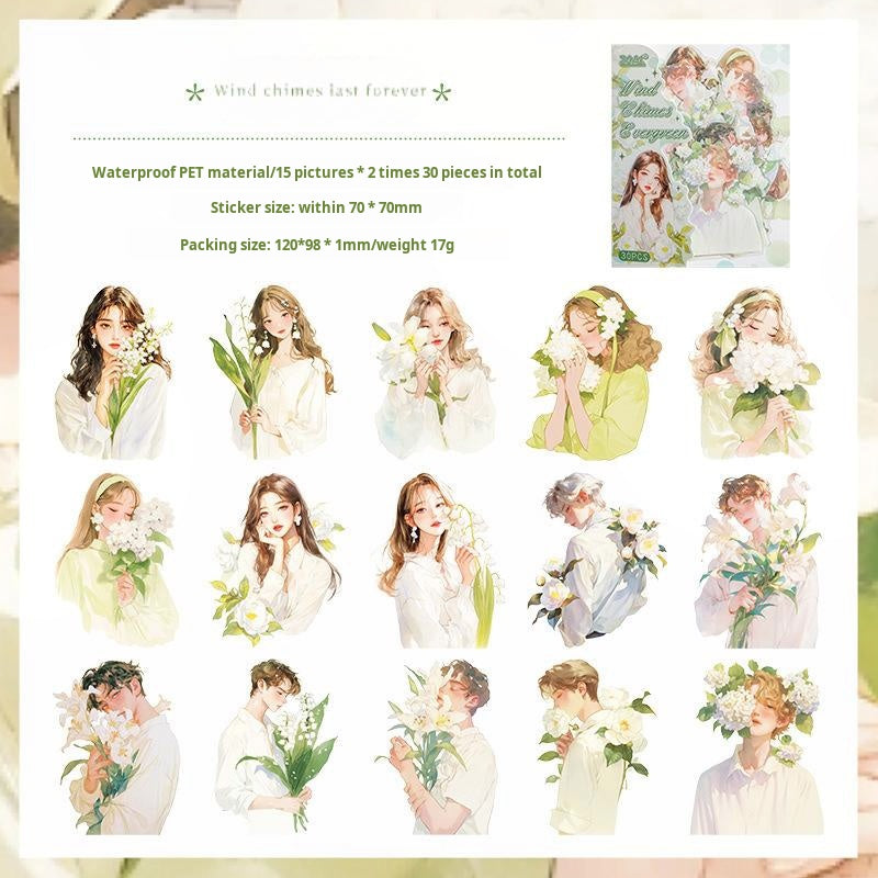 0605 Flower character PET sticker -30Pcs each pack