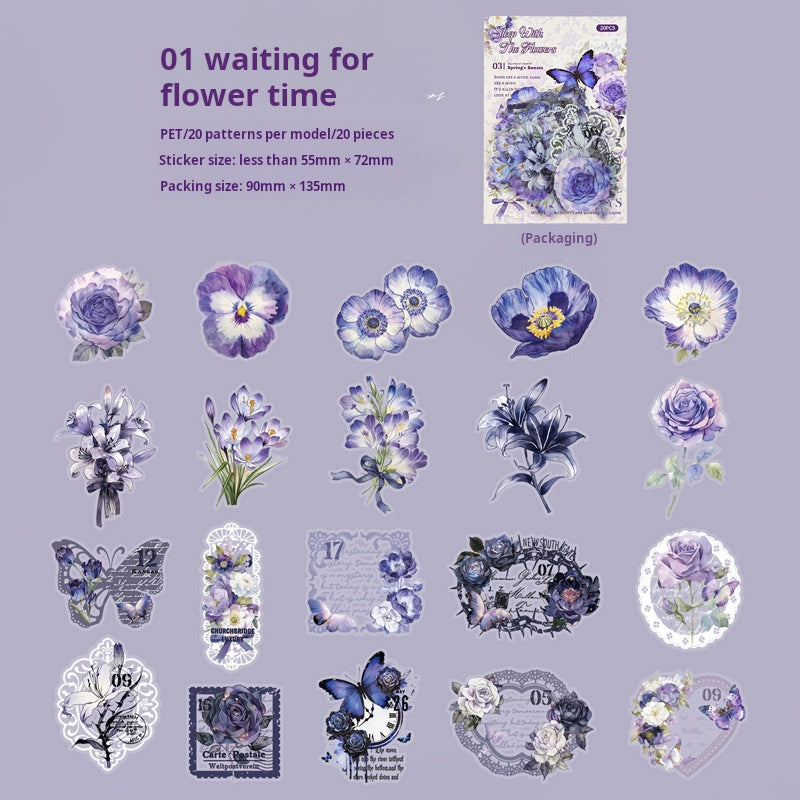 0530 Flowers PET Sticker -20Pcs each pack