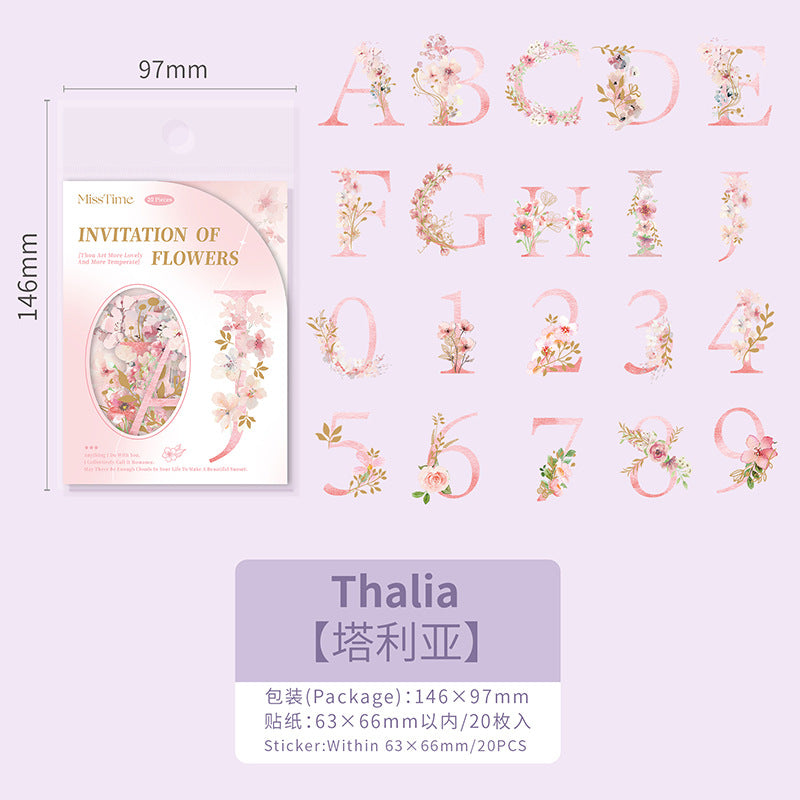 0310 Lnvitation of Flowers Series Sticker -20Pcs each pack