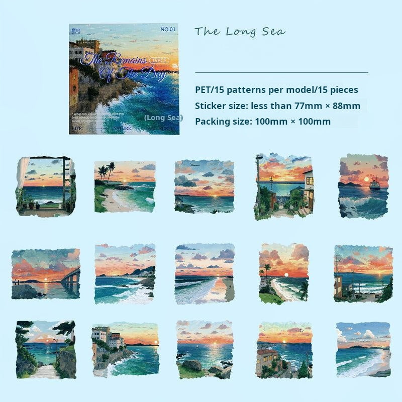 1023 Small town scenery PET sticker -15Pcs each pack