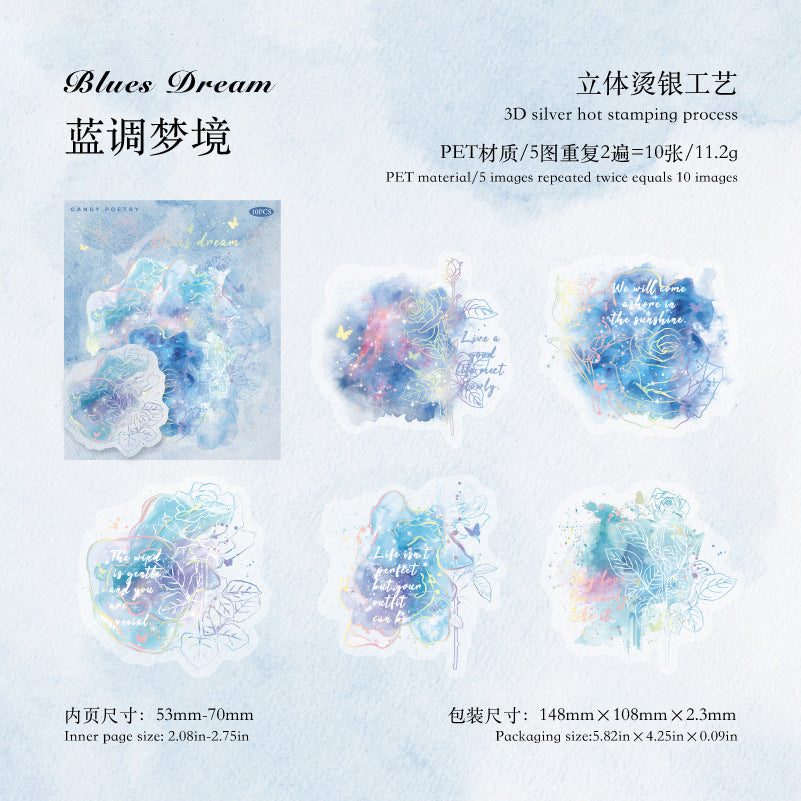 0503 Streamer Flower Spectrum Series PET Stickers -10Pcs each pack