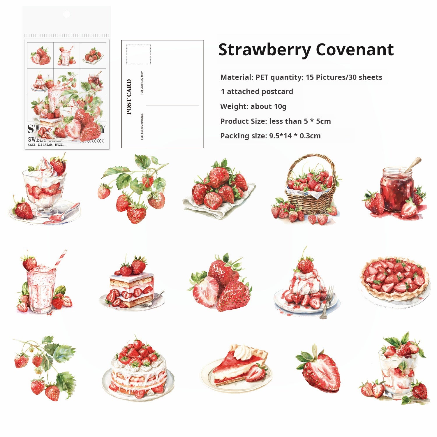 0417 Fruit Dessert Series Sticker-30Pcs each pack