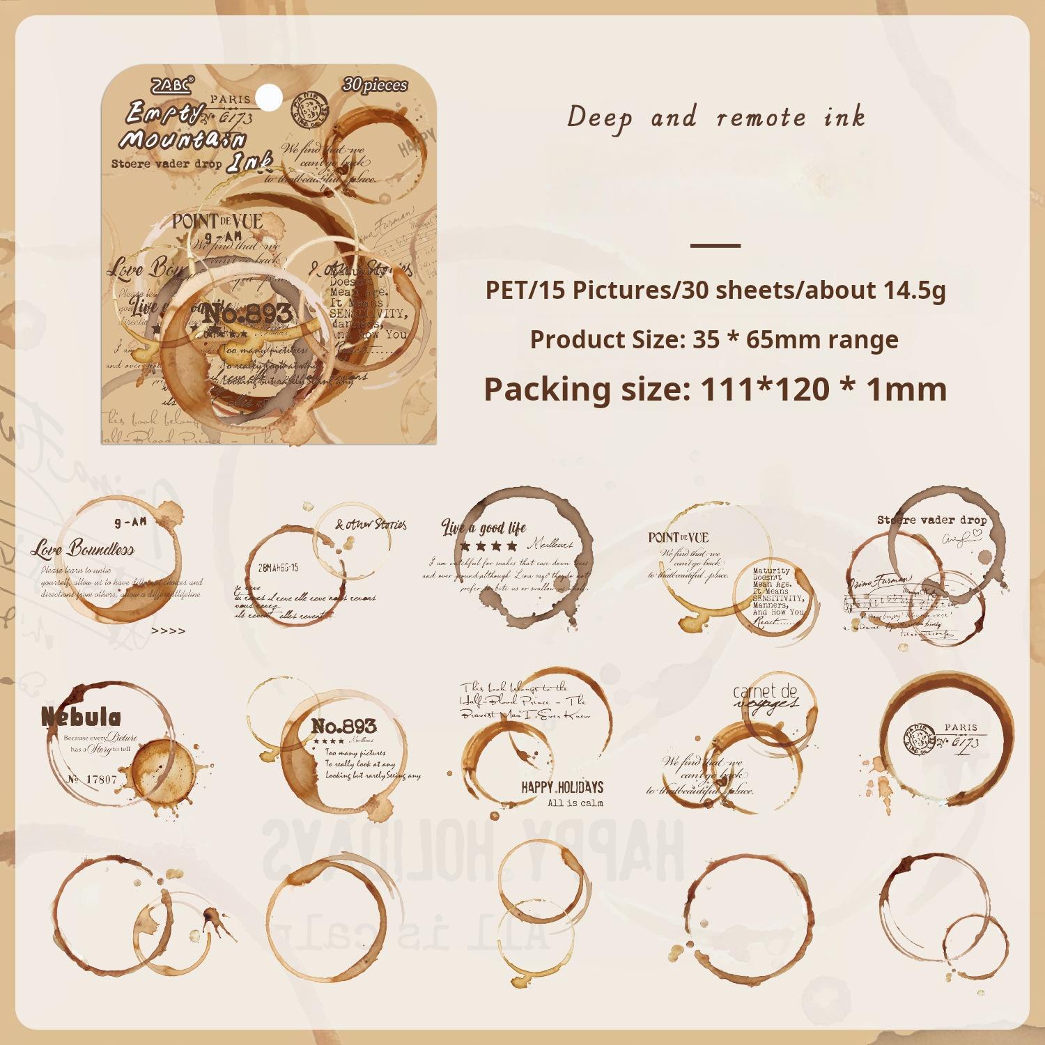 Colorful round frame PET Sticker -30Pcs each pack