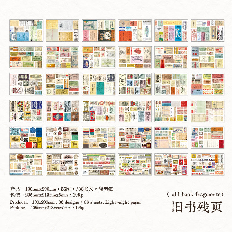 Old Time Specimens Paper Book -36Pcs each pack