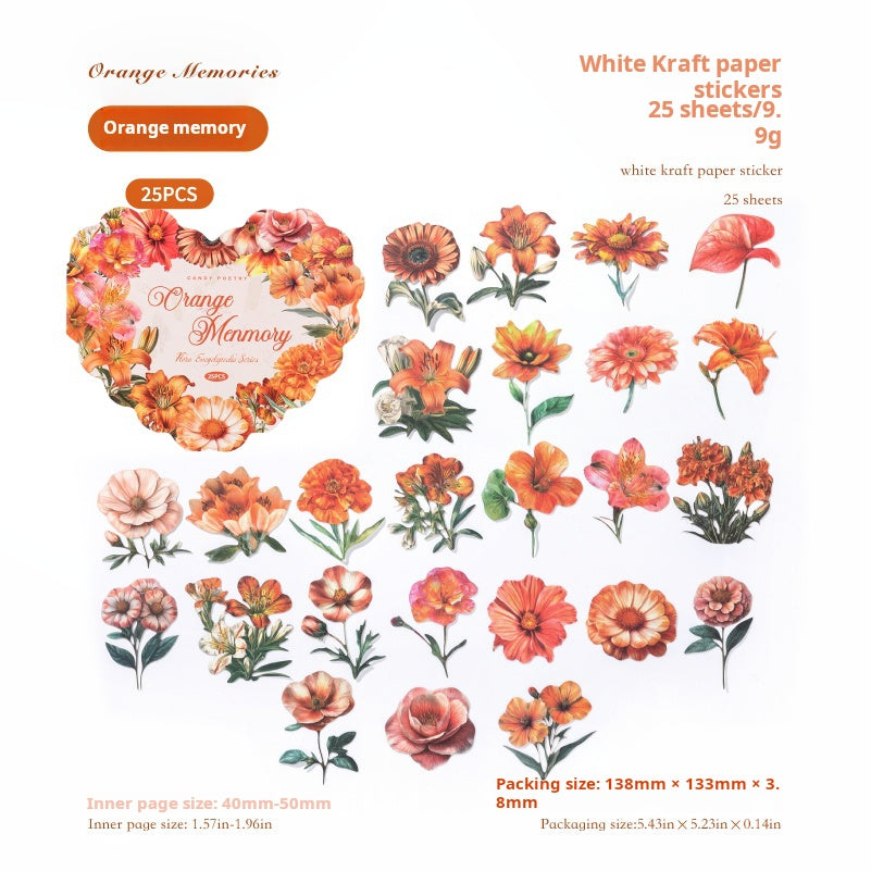 Flower cardstock sticker -25Pcs each pack