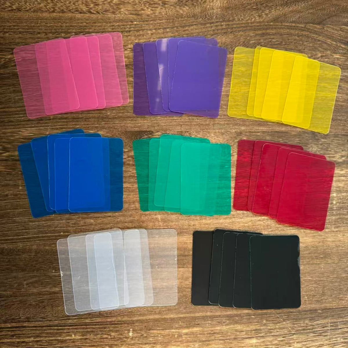 Colorful clear ATC cards in 8 colors