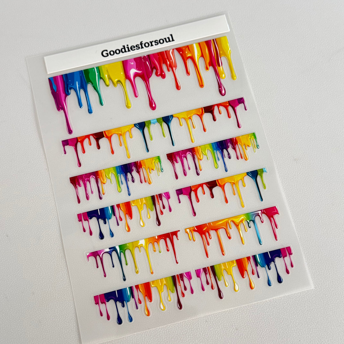 Multicolor 3D dripping paint border sticker sheet