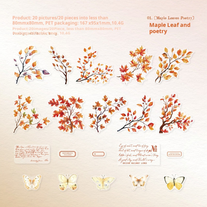 Branches and butterflies PET Sticker -20Pcs each pack