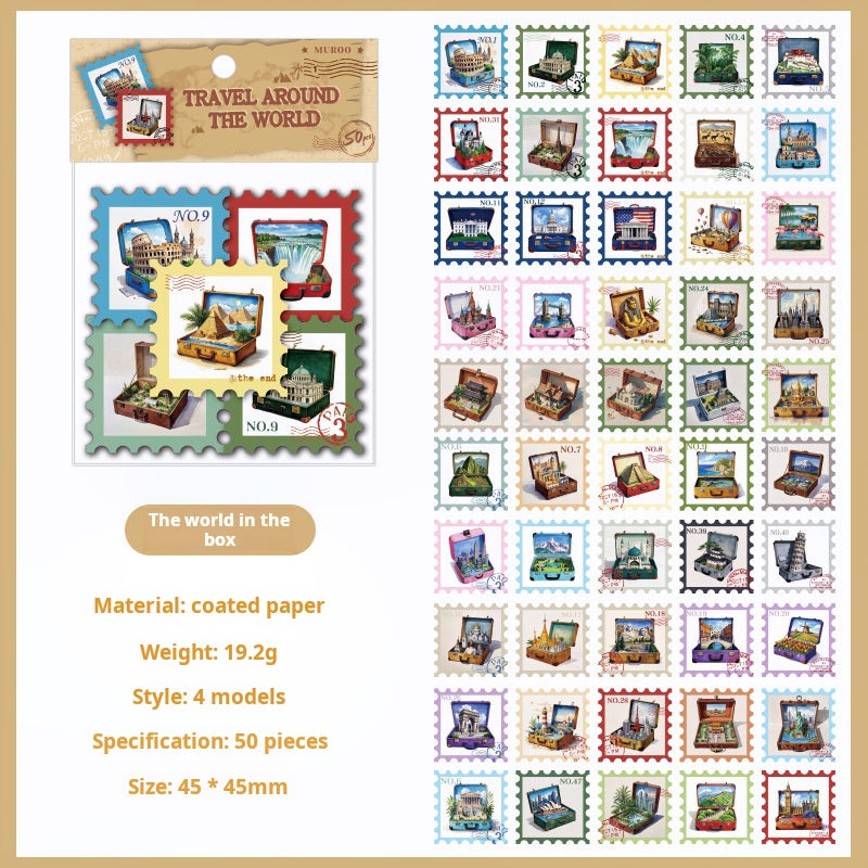 0506 Travel around the world Series Paper Stickers -50Pcs each pack