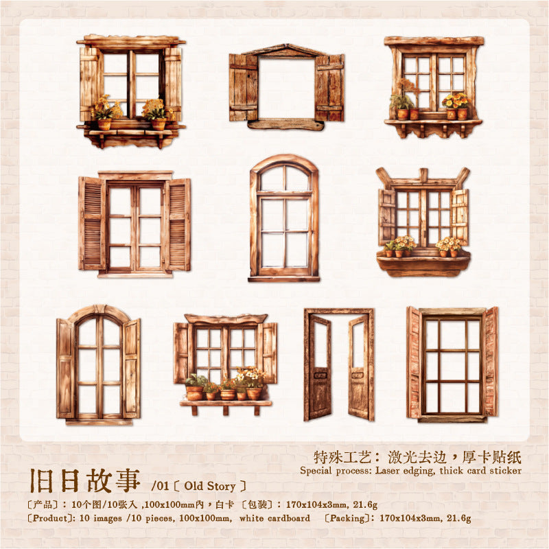 0301 Window Stories Collection Series die cut cardstock Sticker -10Pcs each pack
