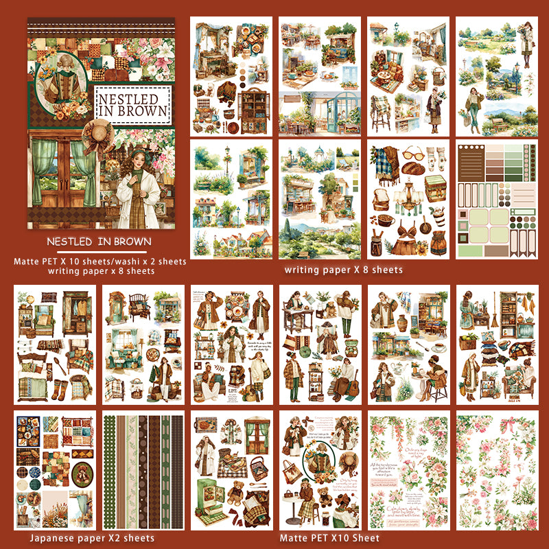 Nestled in Brown sticker book contents overview