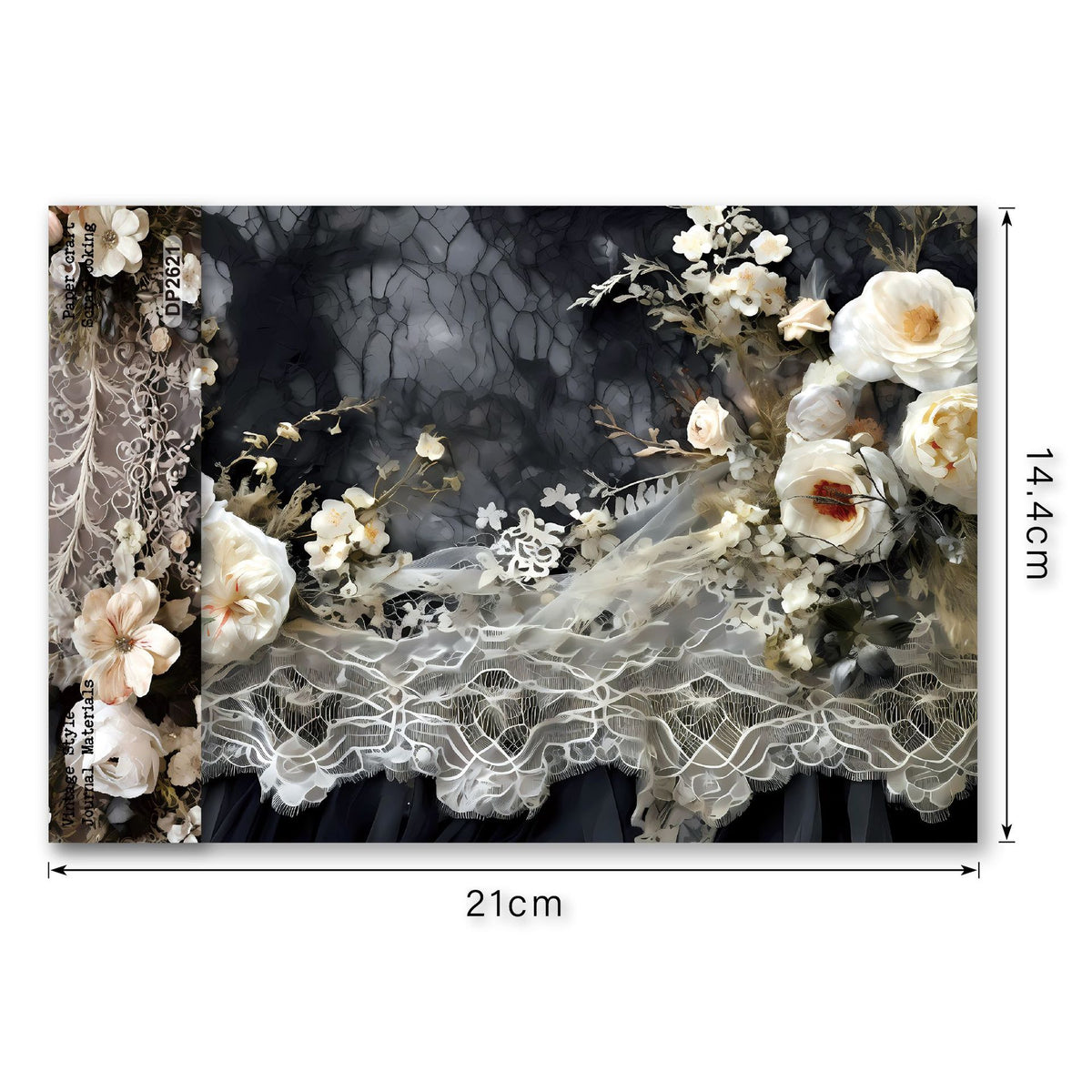 Dark Lace White Camellia papers in journal