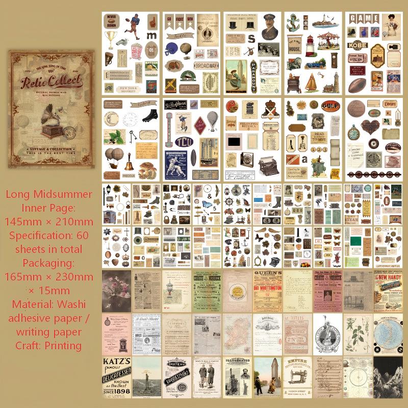 Vintage Mixed pack journaling ephemera -60Pcs each pack
