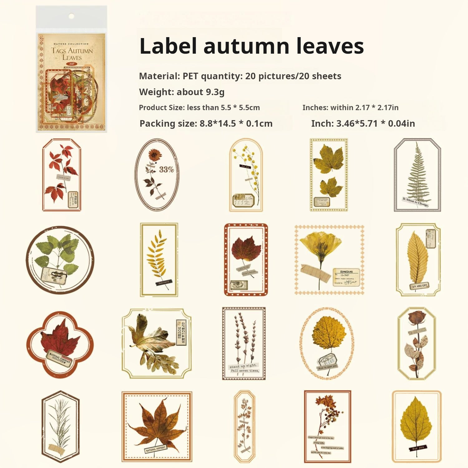 0418 Nature Collection Series Sticker -20Pcs each pack