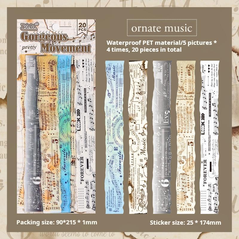 0524 Words and music PET Sticker -20Pcs each pack
