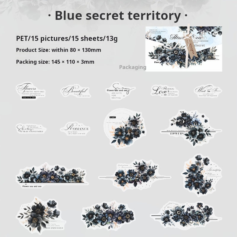 0506 Twilight Flower Sea Series PET Stickers -15Pcs each pack