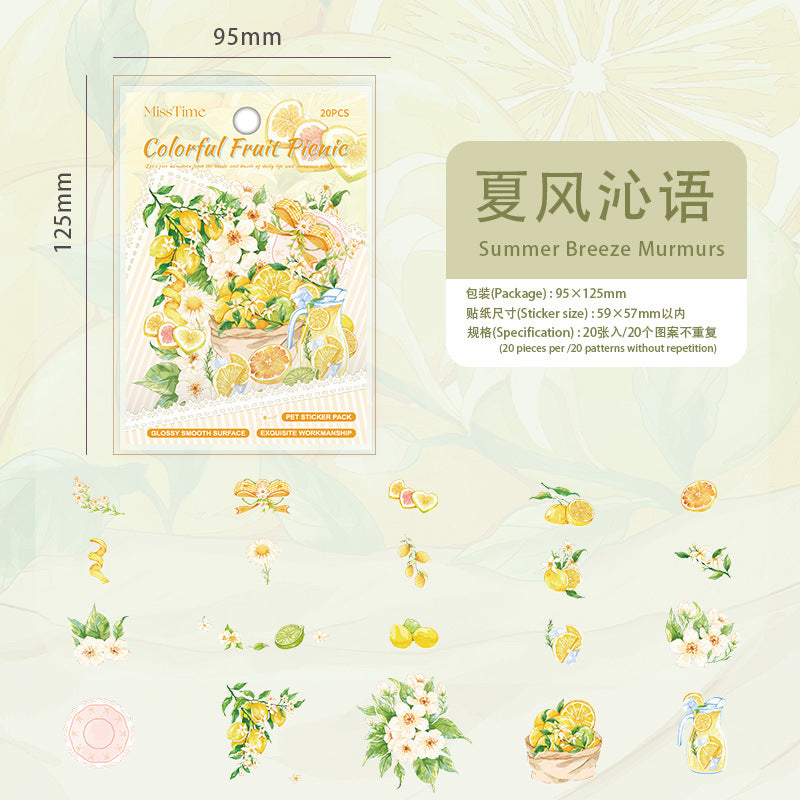 0619 Picnic PET Sticker -20Pcs each pack