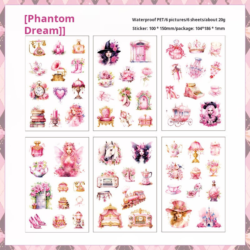 0611 Flower and girls PET precut sticker -6Pcs each pack