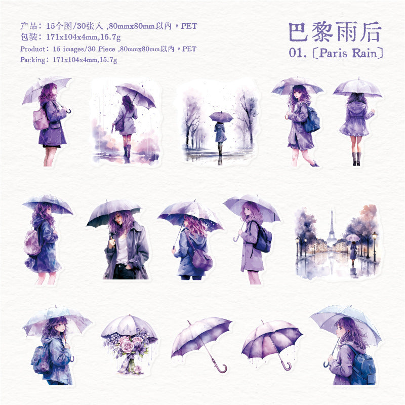 0220 The Mist Y Rain Series sticker book -30Pcs each pack
