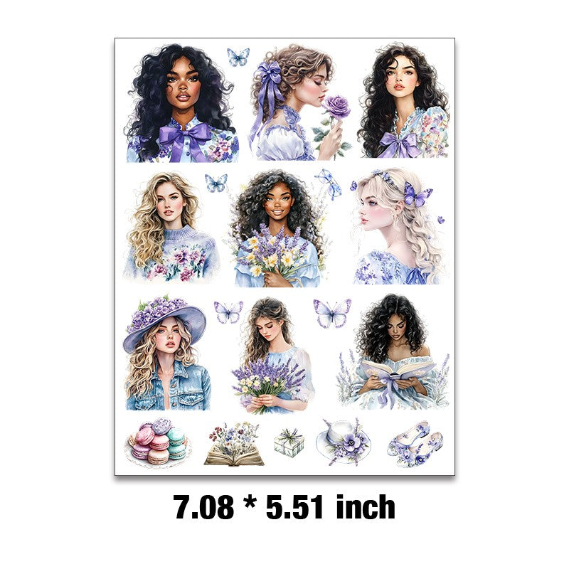 Lavender Girl Embossed sticker 1 Pcs