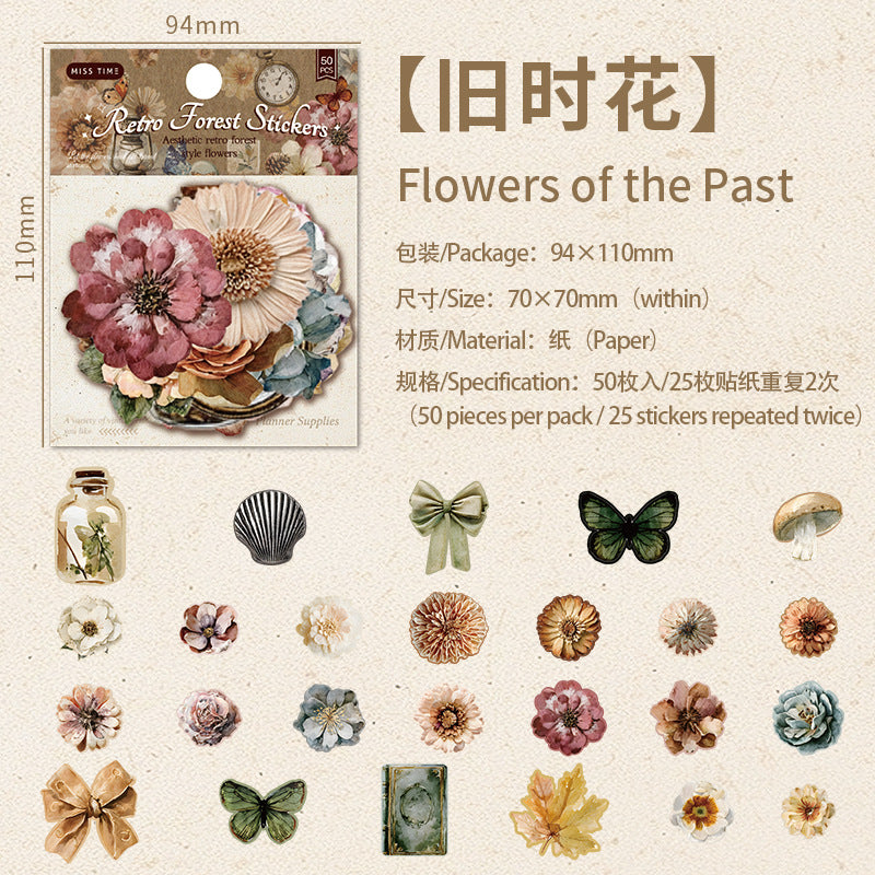Vintage Items Paper Stickers -50Pcs each pack