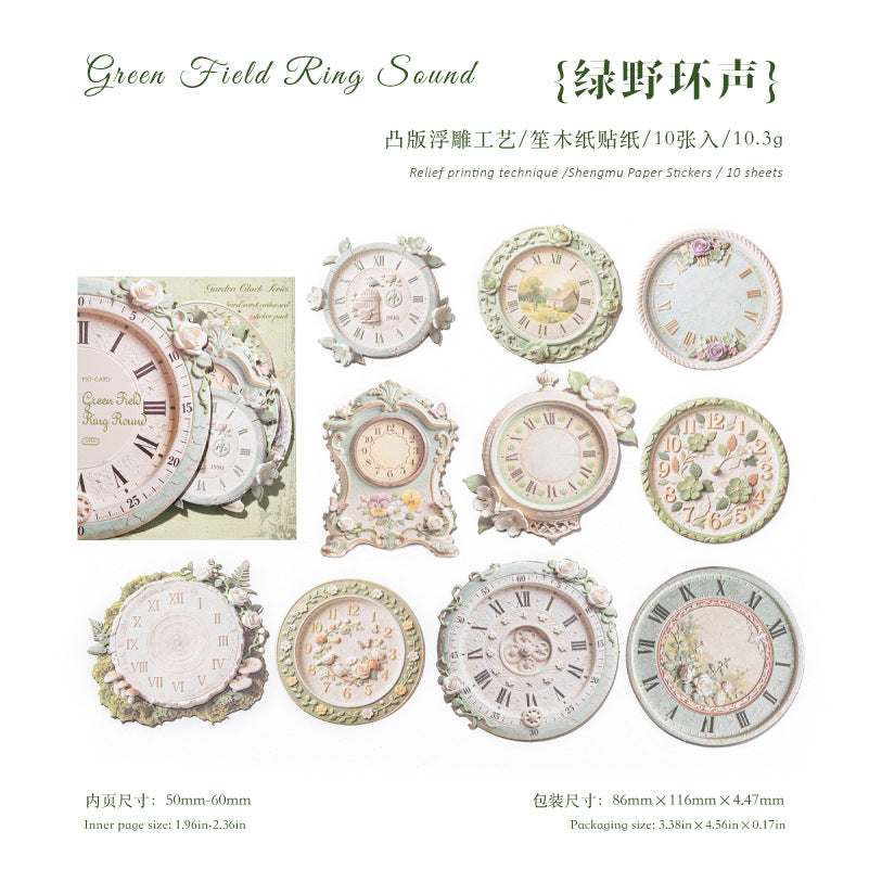 Garden Clock Cardstock Stickers -10Pcs each pack