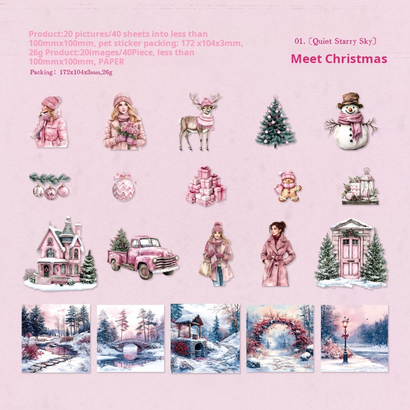 Merry Christmas PET Sticker -40Pcs each pack