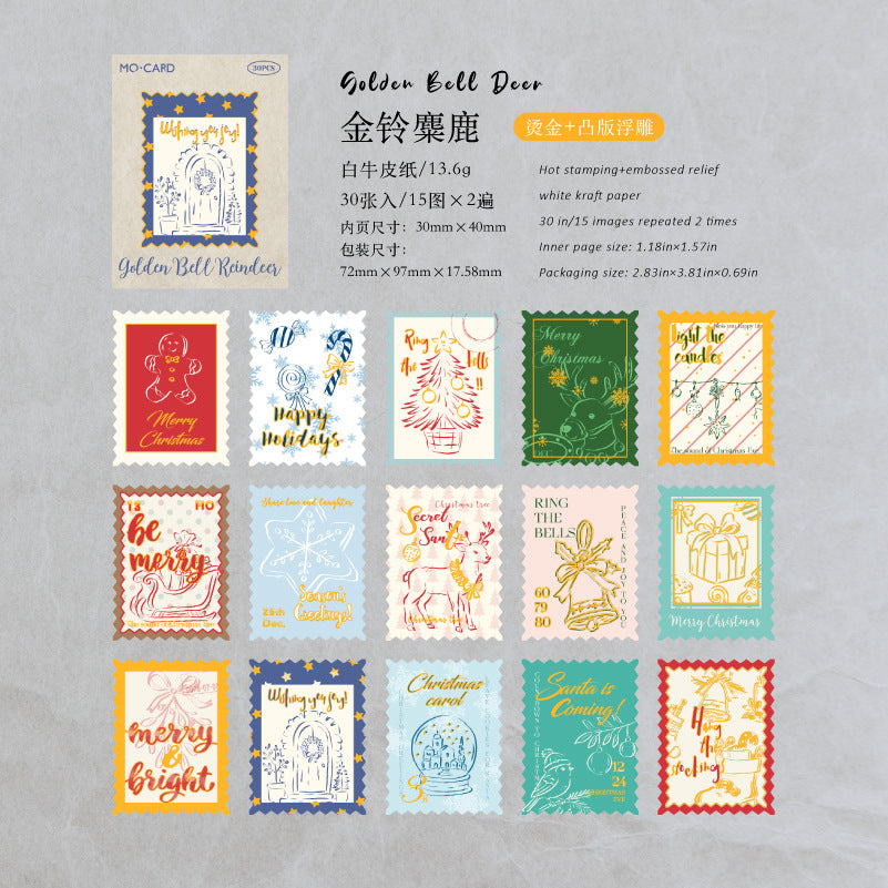 Christmas Letter Solid Stamp Stickers – 30 Pcs, 4 Designs