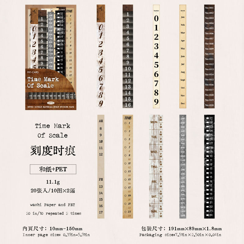 Time Trace Series Washi & PET Sticker -16Pcs each pack