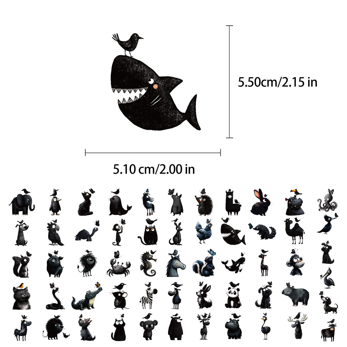 Sticker size and all designs