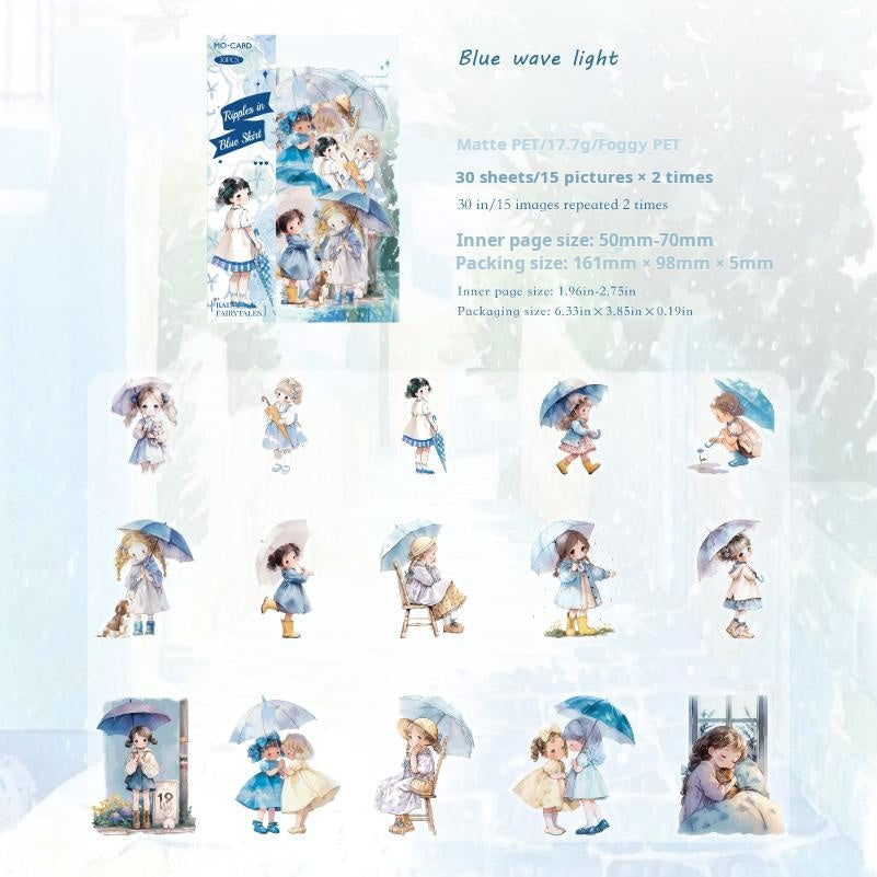 0920 Rainy season fairy tale PET Sticker -30Pcs each pack
