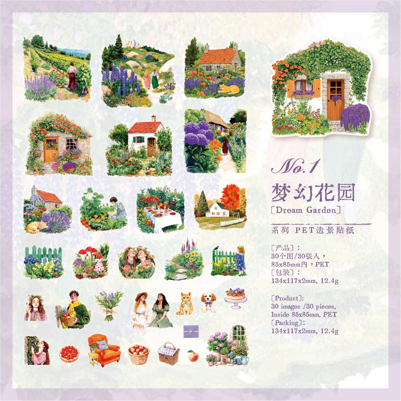 0411 Always Romantic Series PET Sticker -30Pcs each pack