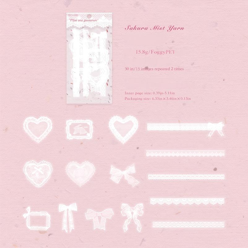 Lace PET Sticker -30Pcs each pack