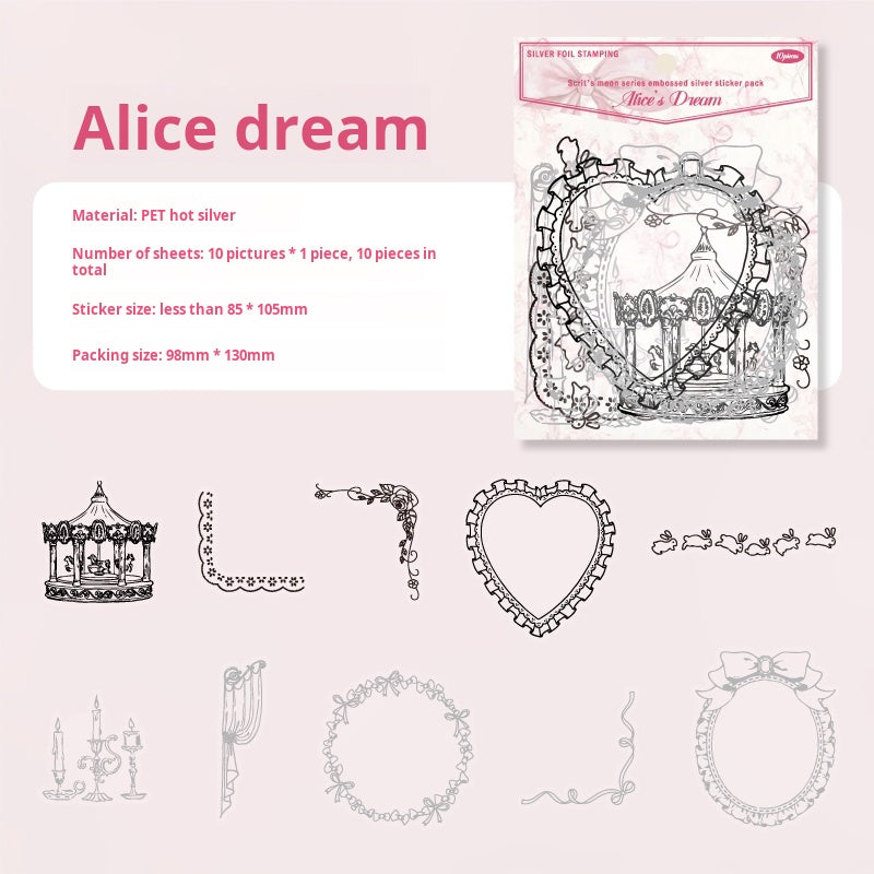 0520 Scrit's moon Embossed PET Sticker -10Pcs each pack