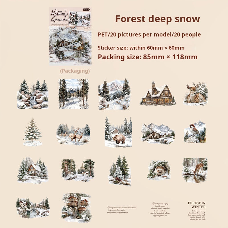 1028 Picturesque mountains and rivers PET sticker -20Pcs each pack