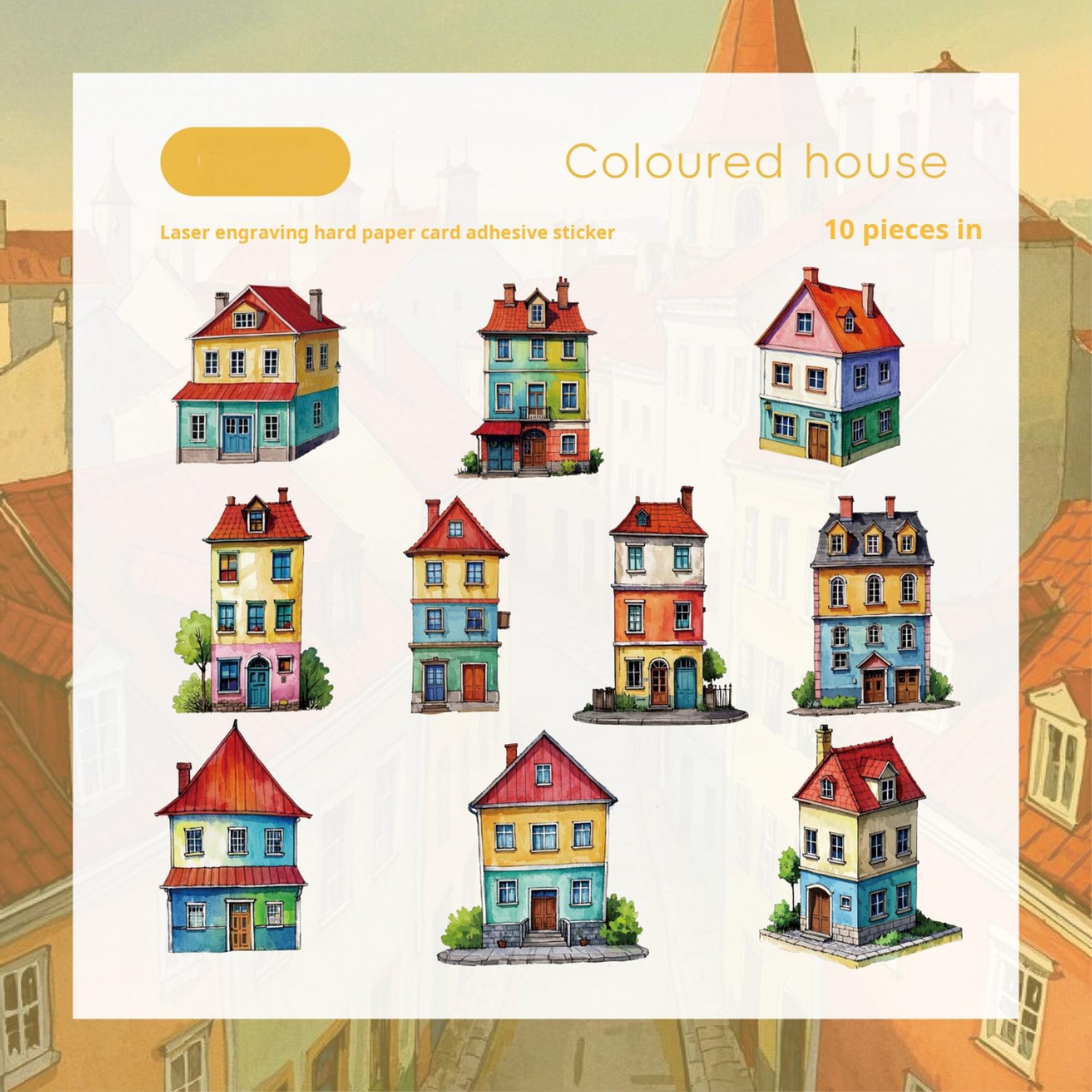 0326 Fairytale house Series cardstock Sticker -10Pcs each pack