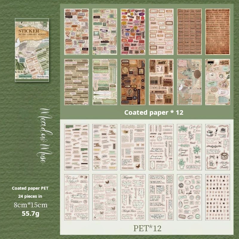 Vintage Library sticker book -24Pcs each pack