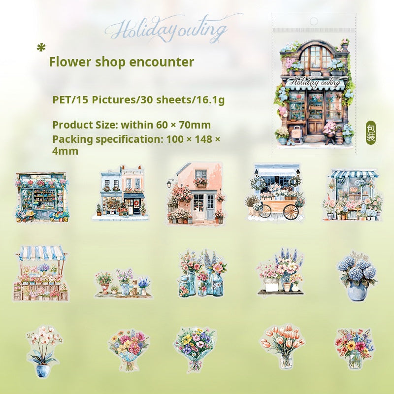 0506 Holiday Outing PET Stickers -30Pcs each pack