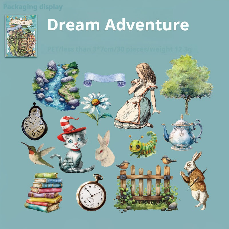 0328 Alice in wonderland Series PET Sticker -30Pcs each pack