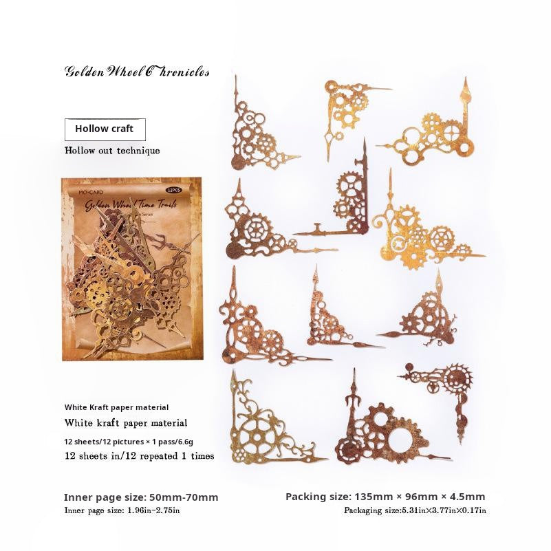0524 Steampunk diecut cardstock Solid Sticker -12Pcs each pack