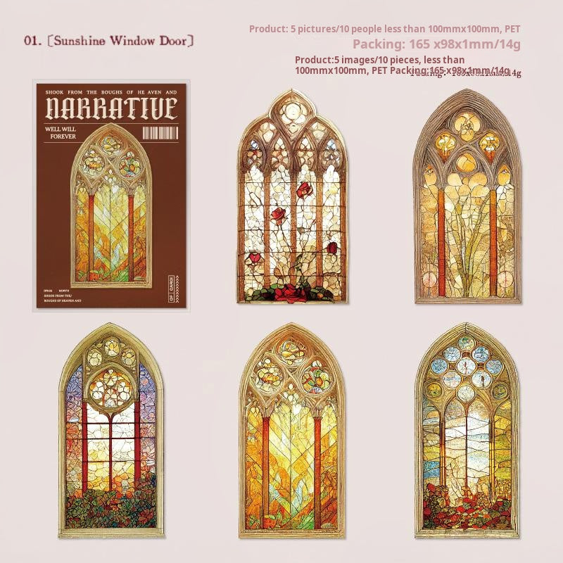 0523 Flower Window Narrative PET Sticker -10Pcs each pack