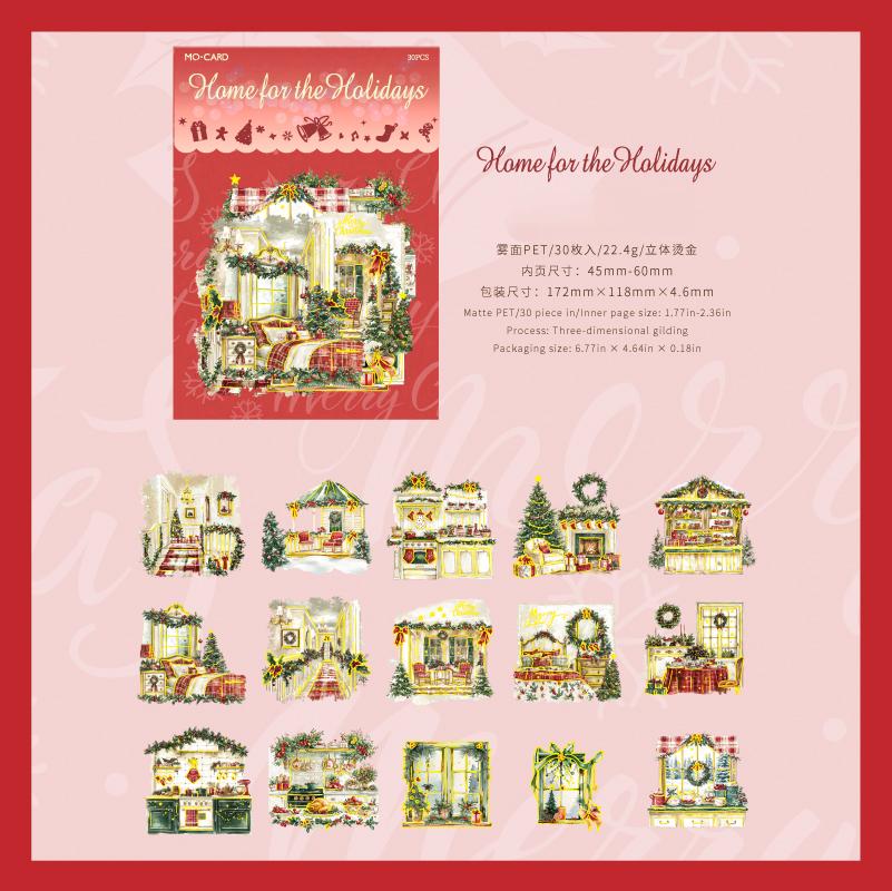 Christmas PET Sticker -30Pcs each pack