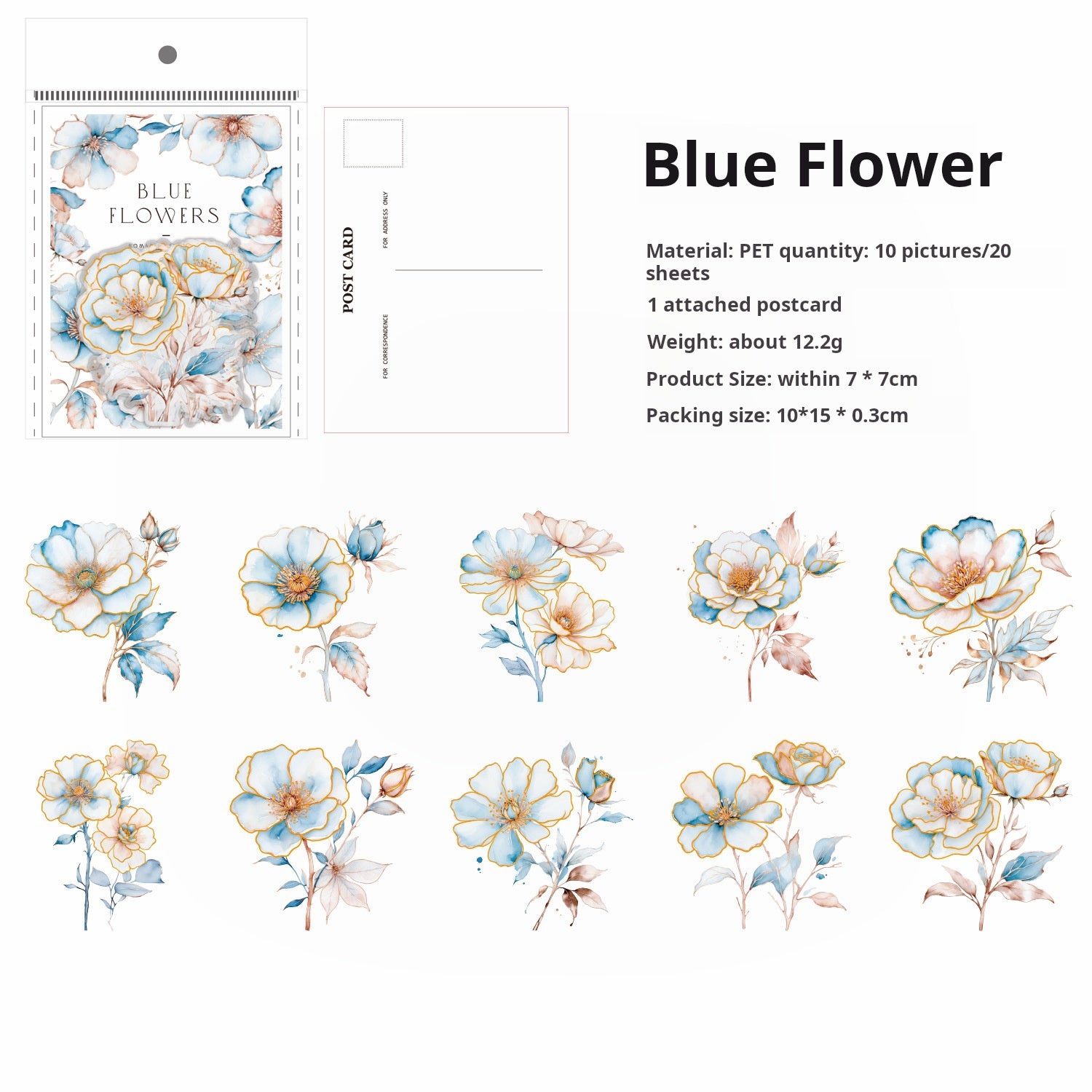 0414 Romantic Flower Series PET Sticker -20Pcs each pack