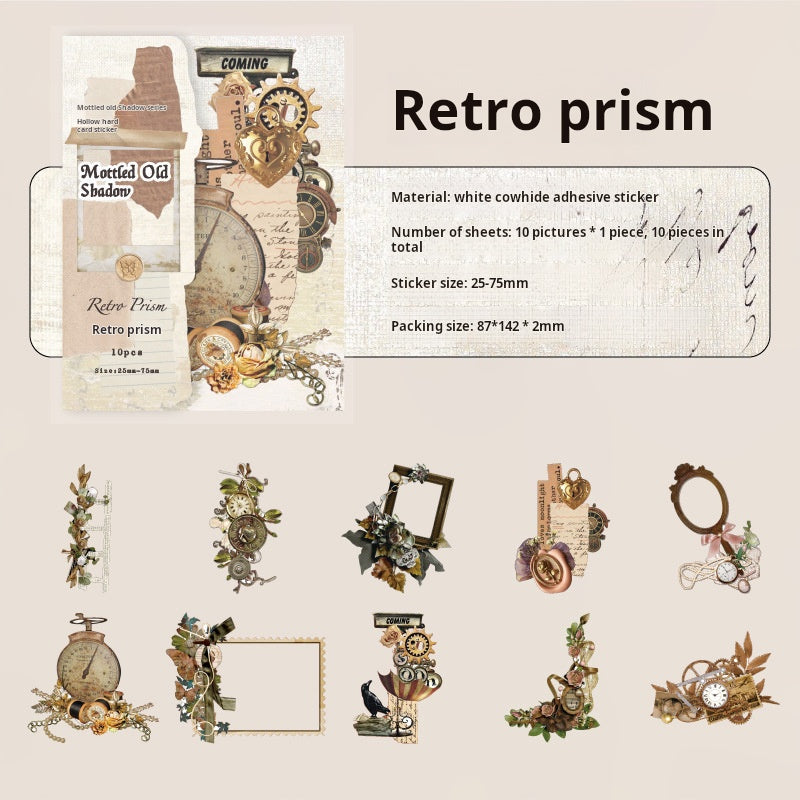0814 Vintage cardstock die cut Sticker -10Pcs each pack