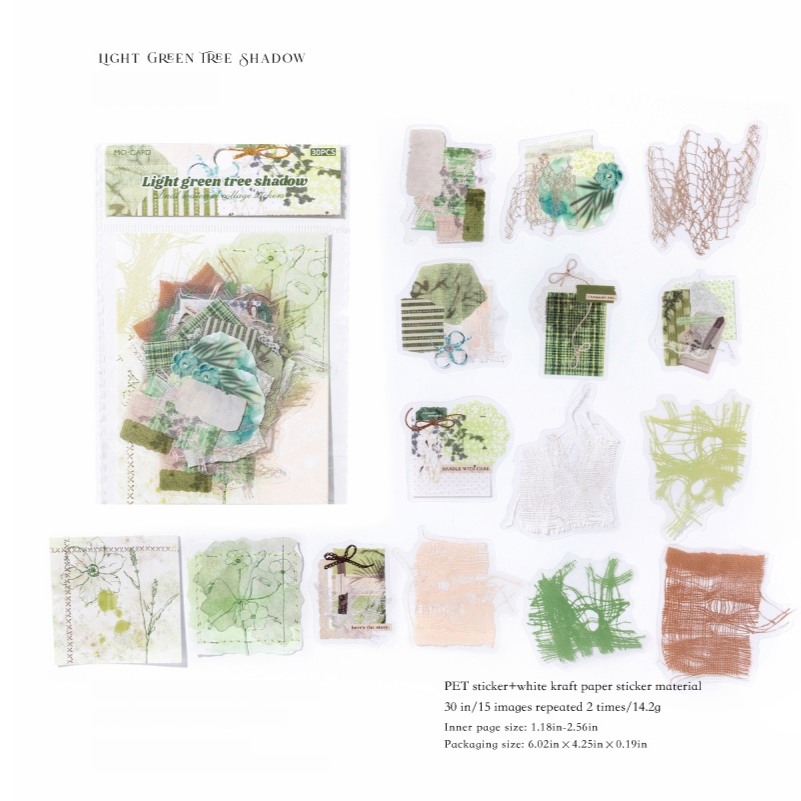 0719 Collage PET & Solid sticker -30Pcs each pack