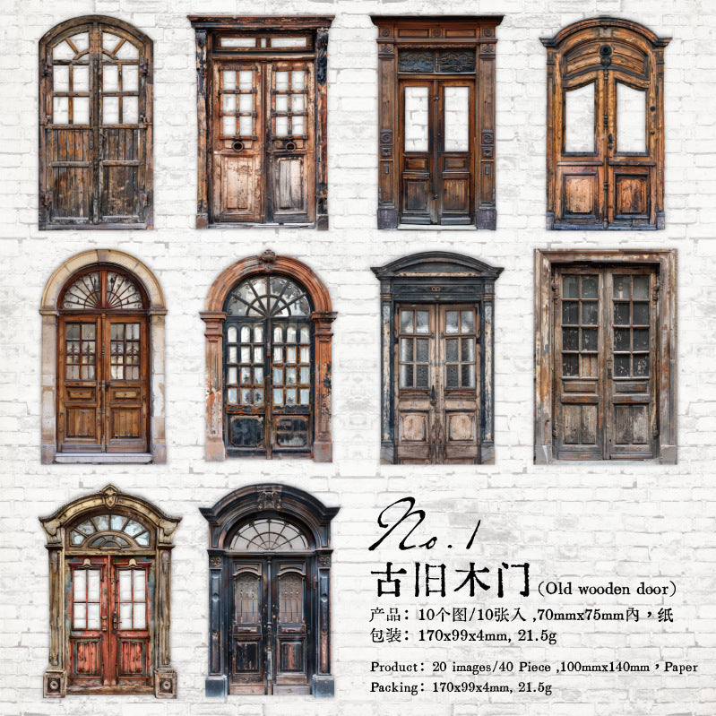 0313 Vintage courtyard Series cardstock Sticker -10Pcs each pack