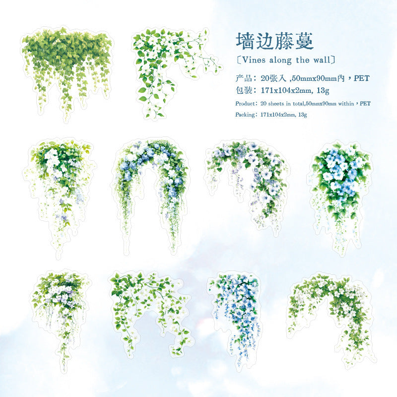 0318 The Spreading Greenery Series Sticker -20Pcs each pack