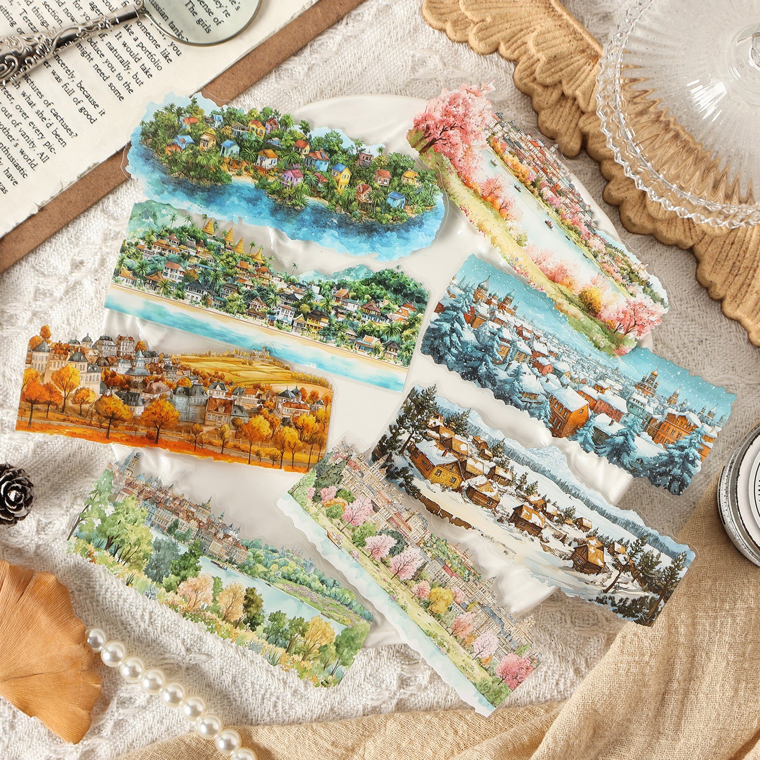 0801 Small town PET Sticker -10Pcs each pack