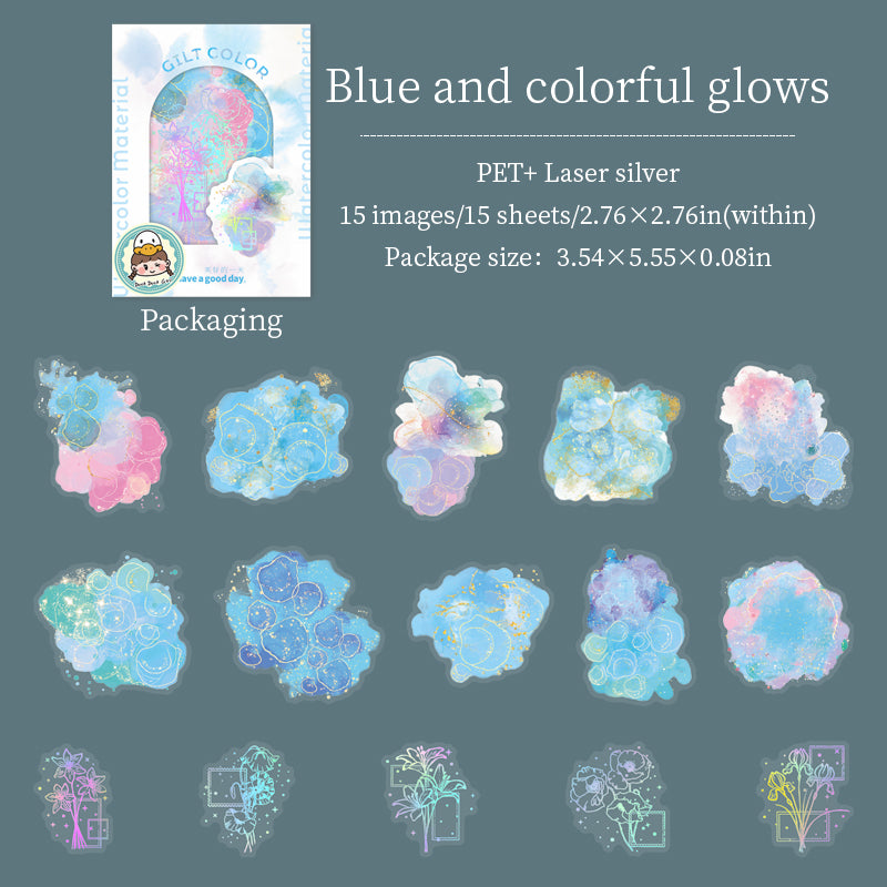 0513 Gilded Series PET Sticker -15Pcs each pack